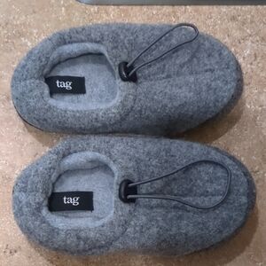 Gray Fleece Slippers with Adjustable Cord